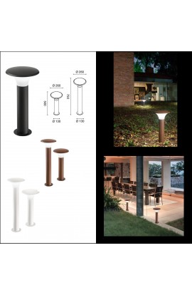 Paletto dal design moderno da giardino in alluminio verniciato con diffusore in metacrilato opale. 1 luce E27