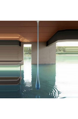 LEUCOS modello GLO' plafoniera da soffitto ad incasso,  in vetro soffiato di murano color acquamarina, 1 punto luce dicroica GU10