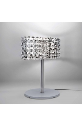 Lampada da tavolo con struttura in metallo con finitura nichel lucido, 2 punti luce Alogena 48W