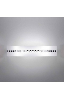 Applique in metallo bianco e cristalli, disponibile anche in altre colorazioni, 1 punto luce 150W R7s (78mm)