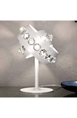 Lampada da Tavolo in metallo bianco e cristalli, disponibile in altre colorazioni, 1 punto luce 48W G9