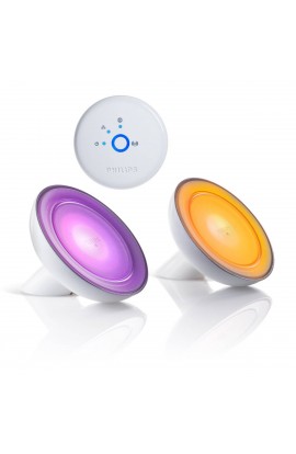 Kit Philips 915004317001 Bloom 2 lampade tavolo con trasmettitore Wireless da tavolo in policarbonato con luce a LED ( 1 X 8W, 120Lm, RGB ) con finitura di colore Bianco