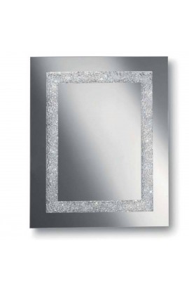 Elegante specchio da parete  impreziosito da una sofisticata cornice di cristalli, luce a LED integrata (35W)