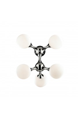 Applique dal design moderno con struttura in metallo cromato diffusori in vetro, 5 luci (G4, 20W)