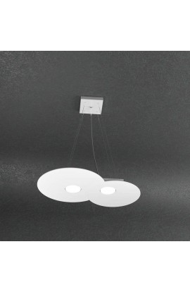 Sospensione dal design moderno con struttura in metallo verniciato disponibile in diverse finiture di colorazione, 2 Luci a Led (Gx53)