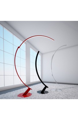 Lampada da terra con diffusore montato su binario scorrevole, struttura in alluminio estruso verniciato lucido, Led Strip a bassa tensione 2 X 21,6W.