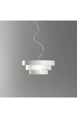 Raffinata lampada a sospensione con vetri personalizzabili e struttura in metallo cromato, 1 luce 100W ( E27 )