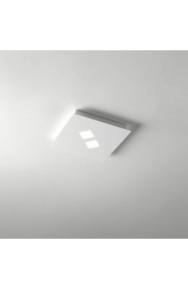 Minimale lampada da plafone di forma geometria regolare con struttura in metallo colorato, 2 luci a Led 4.5W dimmerabile