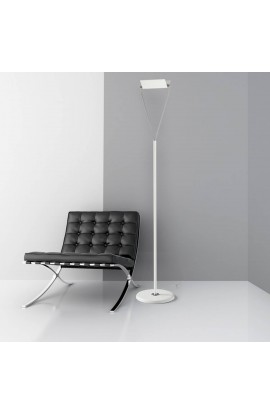 Lampada da terra in metallo verniciato bianco con particolari in cromo, 6 luci 4.2W a LED ( 2880Lm, 3000°K ) 