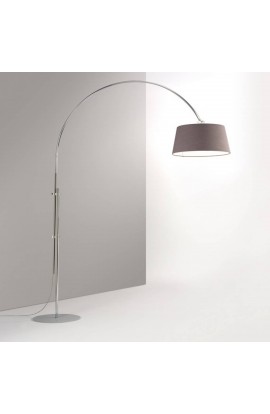 Lampada da terra e da sospensione, con struttura verniciata bianca e paralume in tessuto, 1 luce 150W  ( E27 ) 