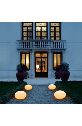 Globo luminoso da esterno con base in polietilene verniciato bianco e diffusore in polietilene traslucido, 1 luce 30W (E27)