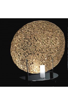 Braga Elegante Lampada da tavolo modello DEIMOS 549/L1 MS con struttura con finitura foglia oro e diffusore in vetro mosaico, 1 luce 48W ( G9 ) dimmerabile