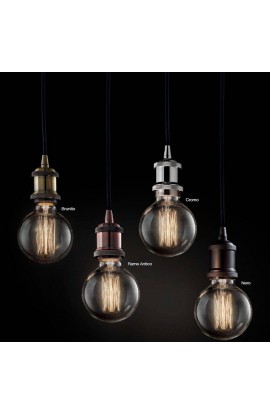 Sospensione dal design moderno con rosone e copri portalampada in metallo nero, 1 Luce ( E27 - 60W )