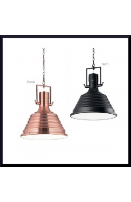 Sospensione dal design moderno con corpo luce interamente in metallo verniciato nero opaco, 1 Luce ( E27 - 60W )