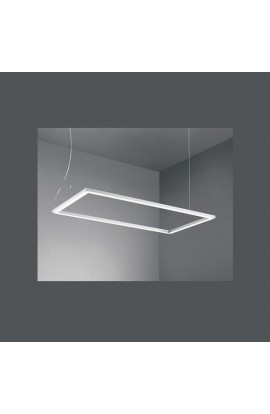 Sospensione LED 60W 4800lm, dal design moderno con corpo in alluminio verniciato bianco, tonalità di luce 3000K