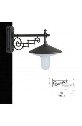 Applique 43215 L4 SURYA da esterno, con montatura in alluminio pressofuso in finitura canna di fucile. Diffusore in vetro soffiato e satinato, 1 luce E27.