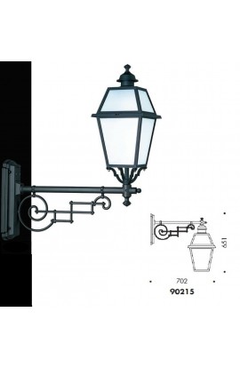 Applique 90215 L4 SURYA da esterno, con montatura in alluminio pressofuso in finitura canna di fucile. Diffusore in vetro satinato, 1 luce E27.